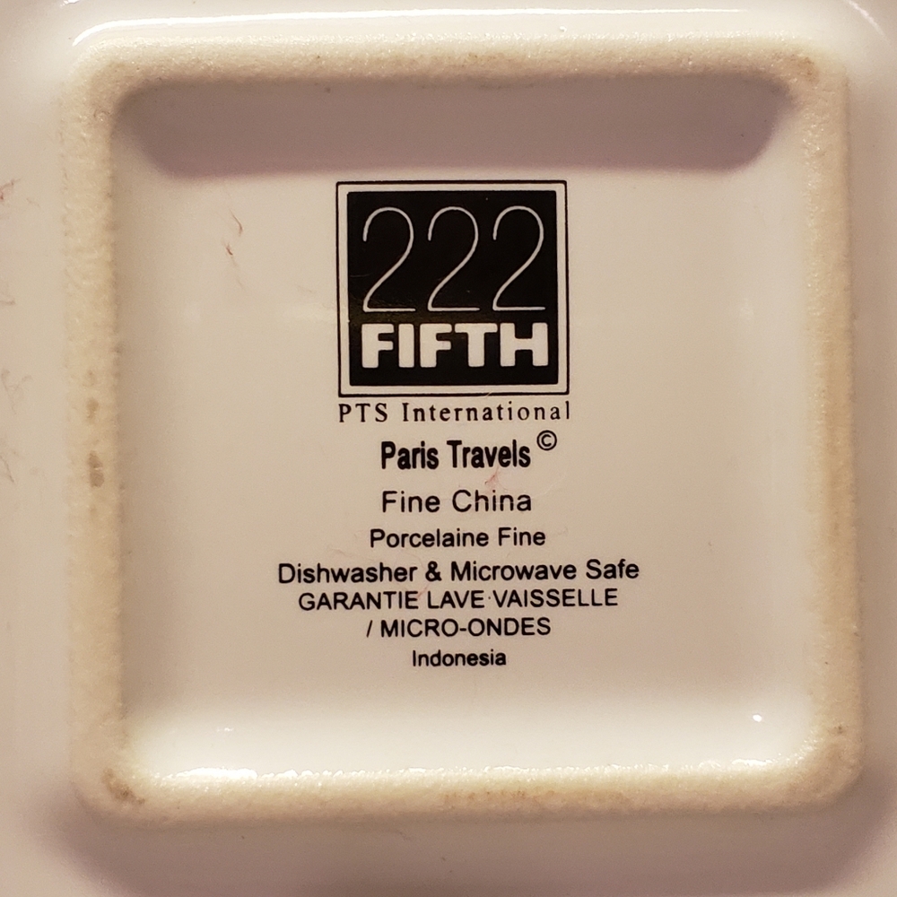 Vtg Square Dinner Plate 222 Fifth PTS Paris Travels 10 3/8" - Picture 5 of 5